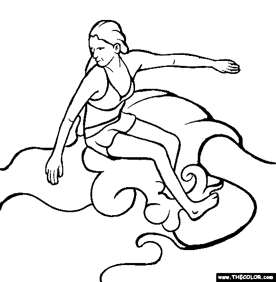 Surfing Coloring Page