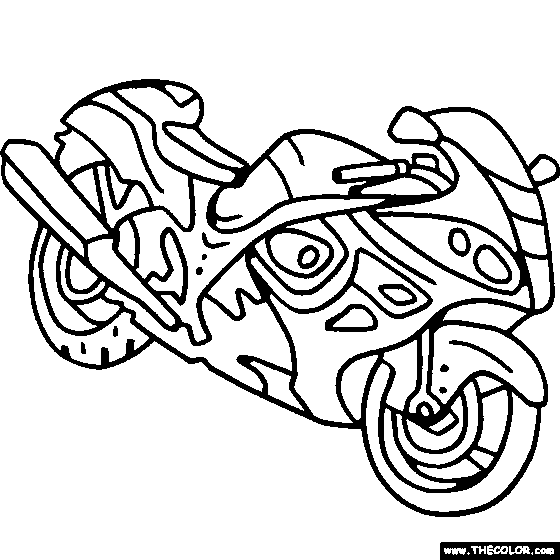 Suzuki Hayabusa Sportbike Online Coloring Page