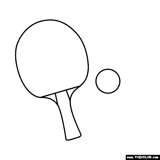 Table Tennis Racket And Ball Coloring Page