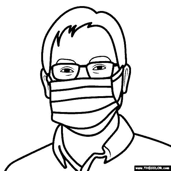 Teacher with mask  Coloring Page