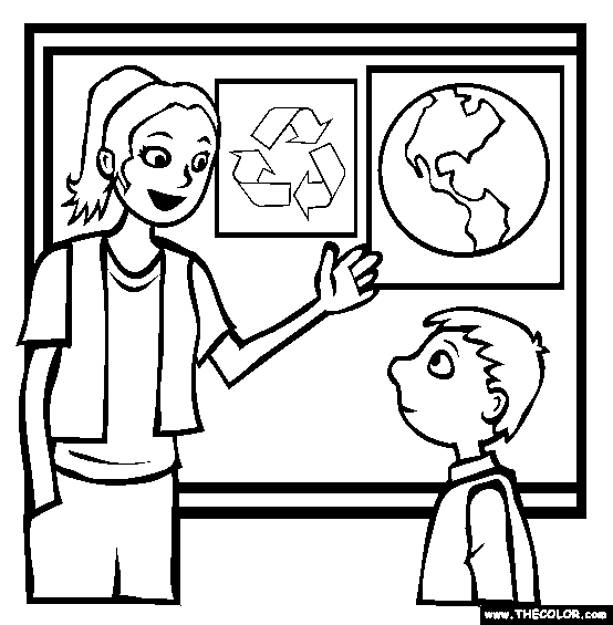 Teaching Environment and Recycling Coloring Page