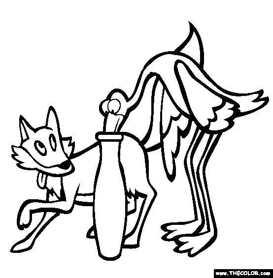 The Fox And The Stork Coloring Page