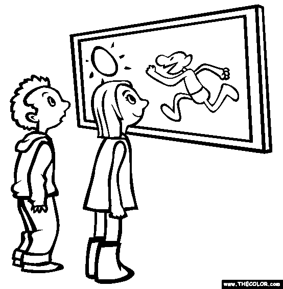 watching tv coloring page