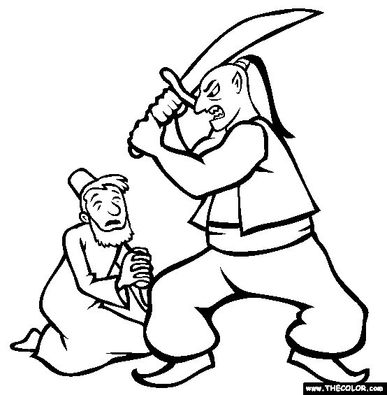 The Merchant And The Genie Coloring Page