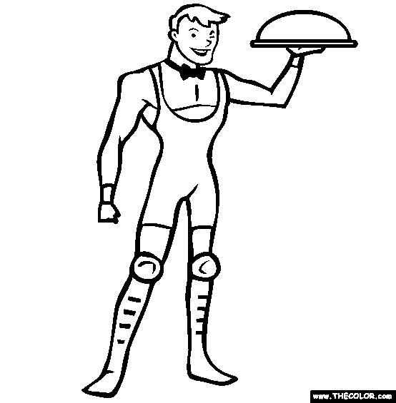 The Waiter Pro Wrestler Online Coloring Page