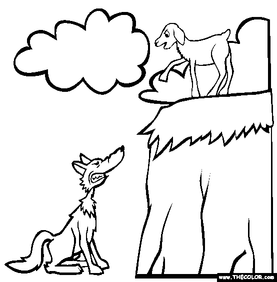 The Wolf And The Kid Coloring Page