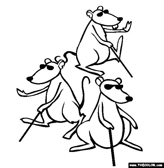 Three Blind Mice Coloring Page