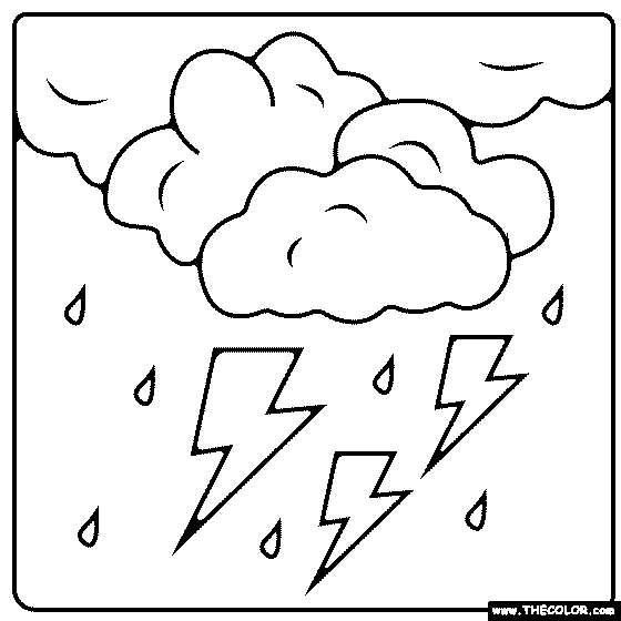 Thunder Clouds and Lightning Coloring Page