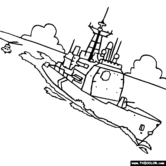 Ticonderoga Class US Navy Cruiser Ship Coloring