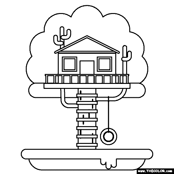 Treehouse Coloring Page