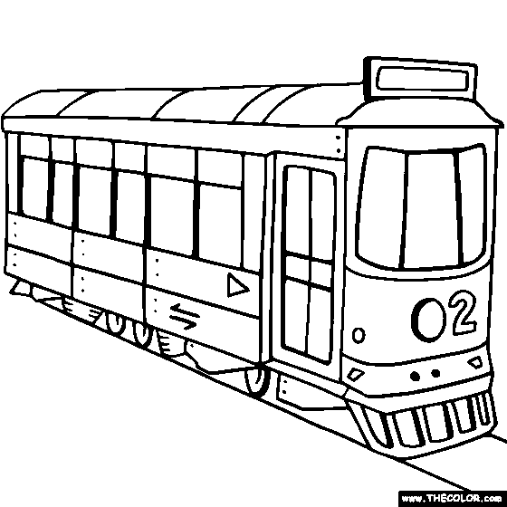 Trolley Street Car Online Coloring Page