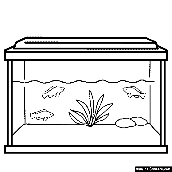 Tropical Fish Tank Coloring Page