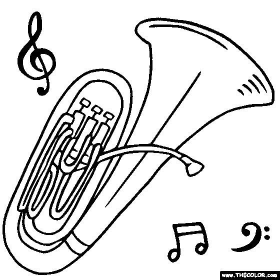 Tuba musical instrument coloring page