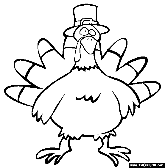 Thanksgiving Turkey Pilgrim Online Coloring Page