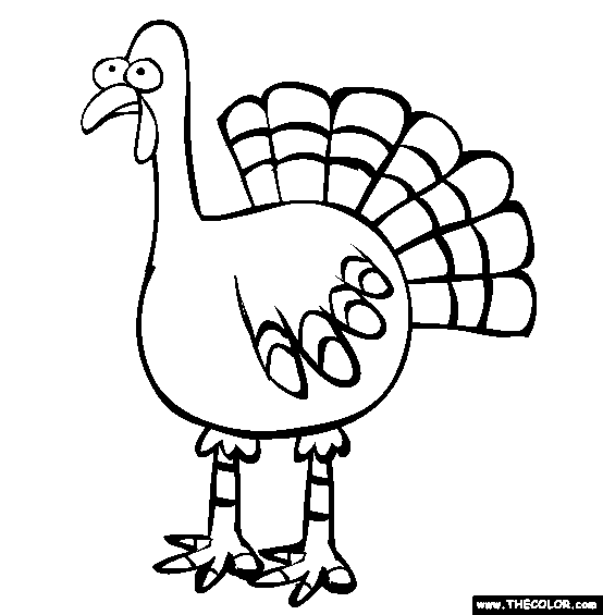 Thanksgiving Feathered Turkey Online Coloring Page