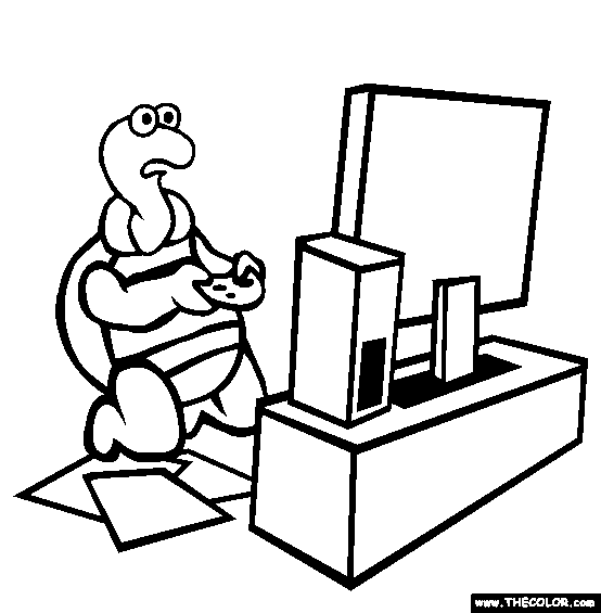 Turtle The Videogame Tester Online Coloring Page