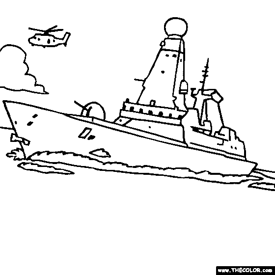 Type 45 British Navy Destroyer Ship Coloring Page