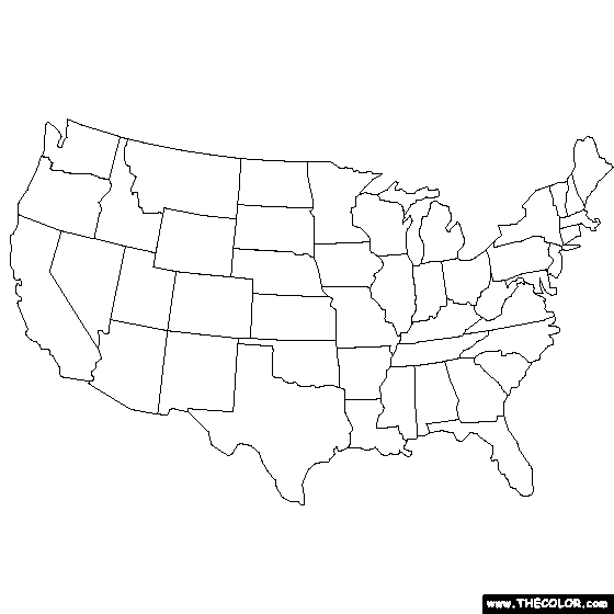 color in map of the united states United States Map Coloring Page color in map of the united states