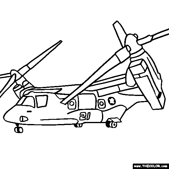 V-22 Osprey Tilt-Rotor Helicopter Coloring Page