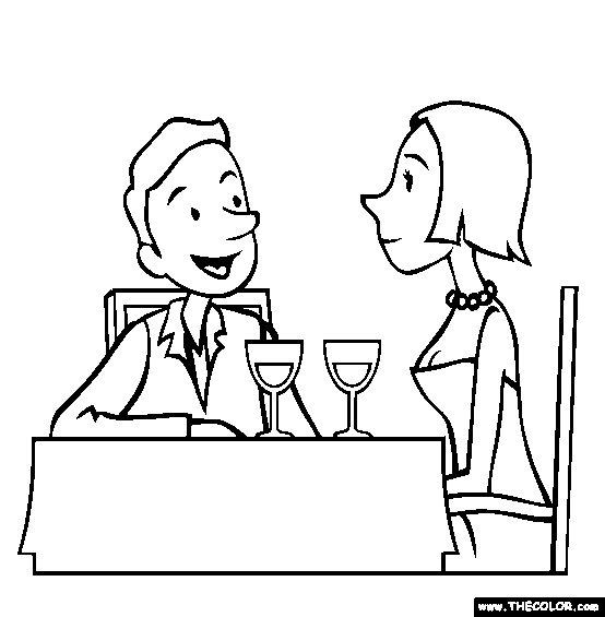 Valentine Dinner Coloring Page