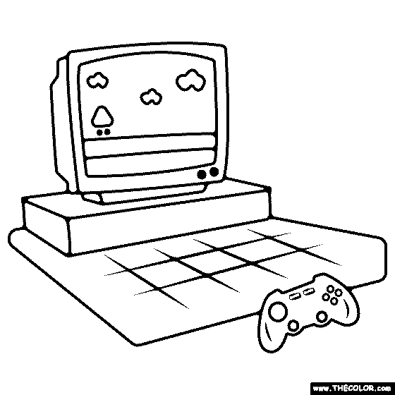 Video Games On Television Coloring Page
