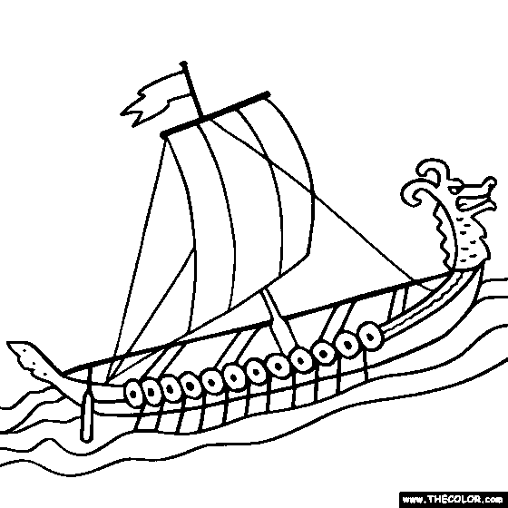 Viking Ship Online Coloring Page