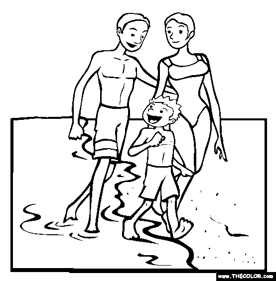 Walking on Beach Coloring Page