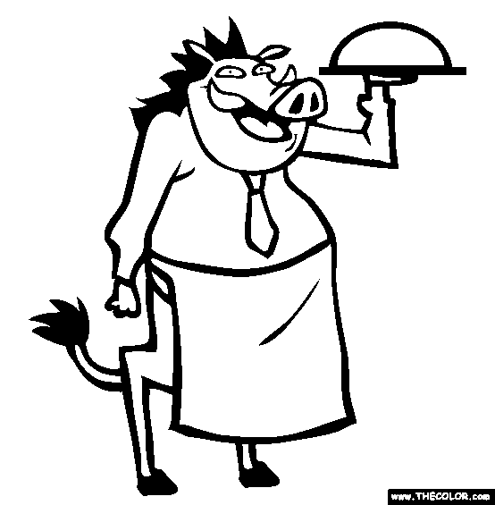Warthog The Waiter Online Coloring Page