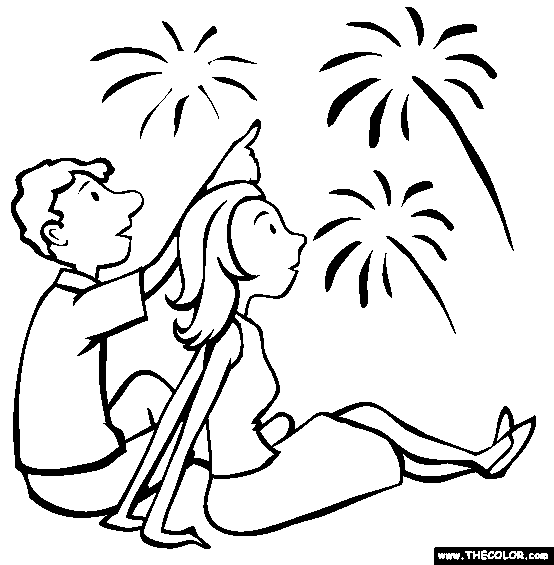 Watching Fireworks Coloring Page