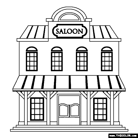 Wild West Saloon Coloring Page