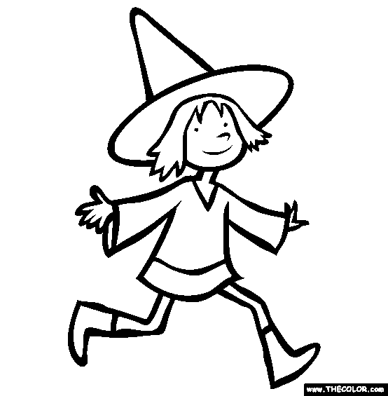 Halloween Witch Costume Online Coloring Page