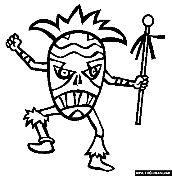 Witch Doctor Costume Coloring Page