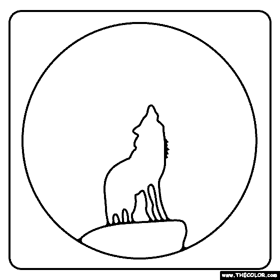 Wolf Howling At The Moon Coloring Page