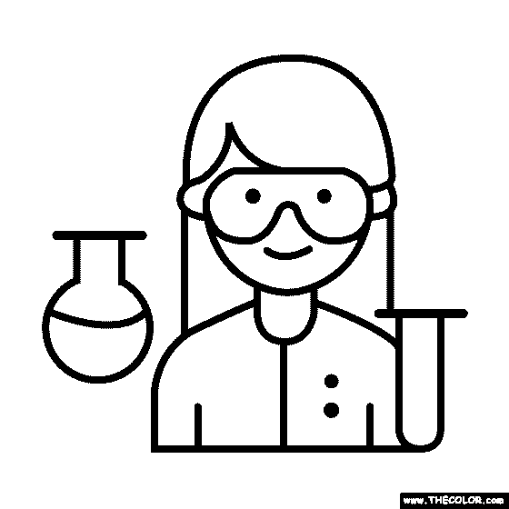 Woman Scientist Coloring Page