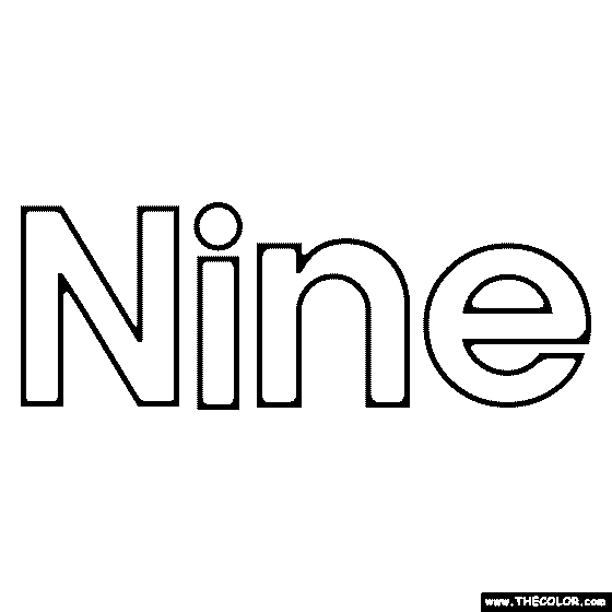 Word Nine Coloring Page