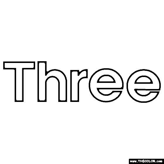 Word Three Coloring Page