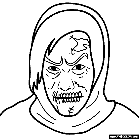 Zombie Face Coloring Page