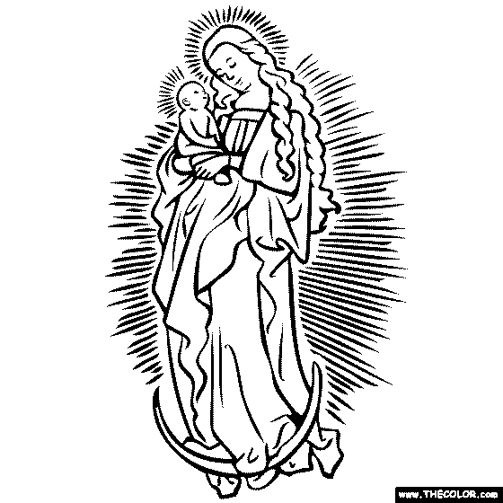 Albrecht Durer - Virgin and Child Coloring Page