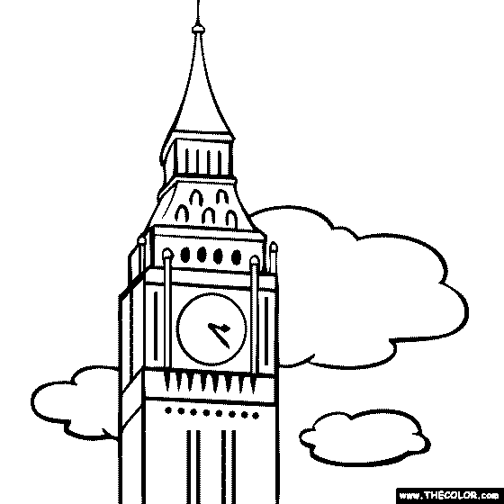 Big Ben Clock Tower London, England Coloring Page