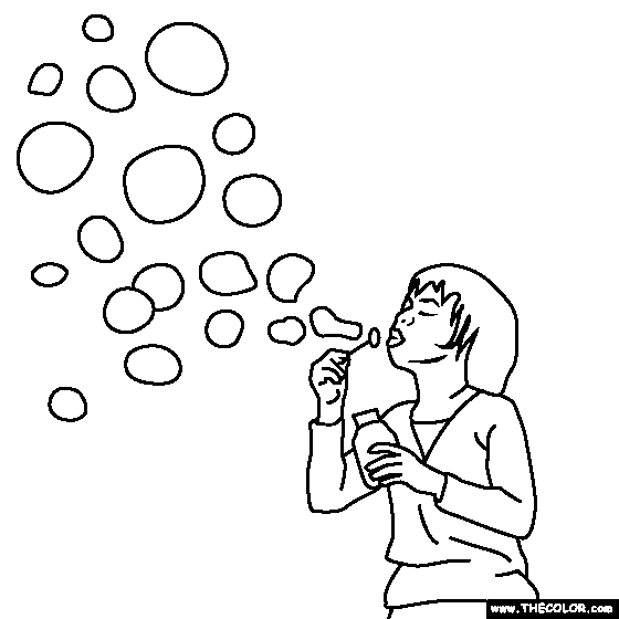 Blowing Bubbles Coloring Page