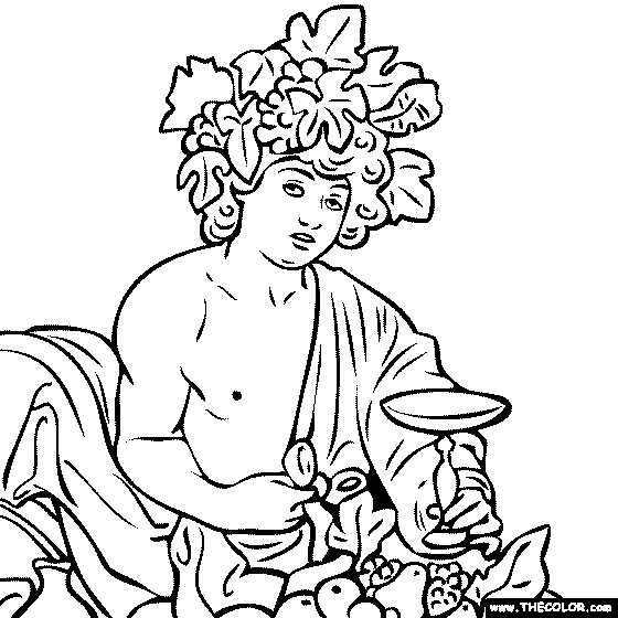 Caravaggio - Bacchus Painting coloring page
