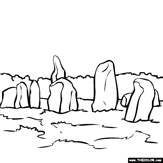 Carnac France Neolithic Stones Coloring Page
