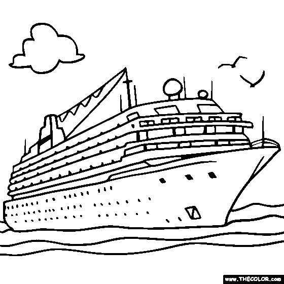 Cruise Ship Online Coloring Page