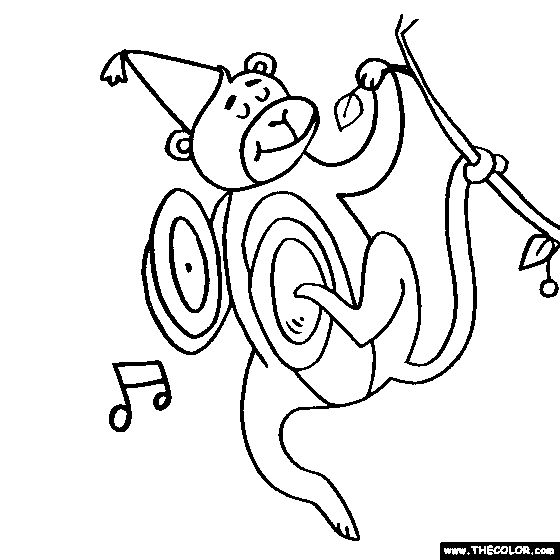 Monkey playing Cymbals Coloring Page