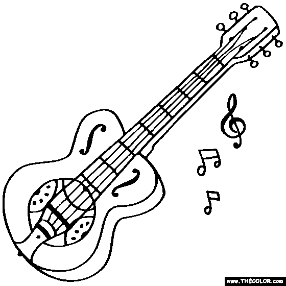 Dobro coloring page, Gibson resonator guitar
