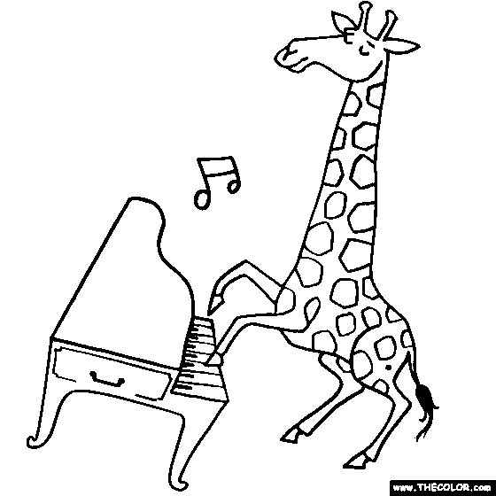 Giraffe playing Harpsichord Coloring Page