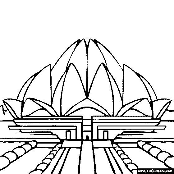 Lotus Temple - New Delhi, India coloring page