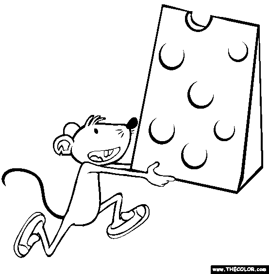 Mouse with Cheese Coloring Page