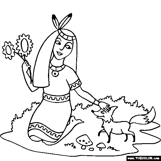 Native American Indian Princess Coloring Page