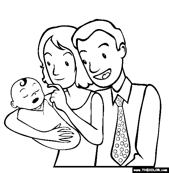 Newborn and Parents Coloring Page